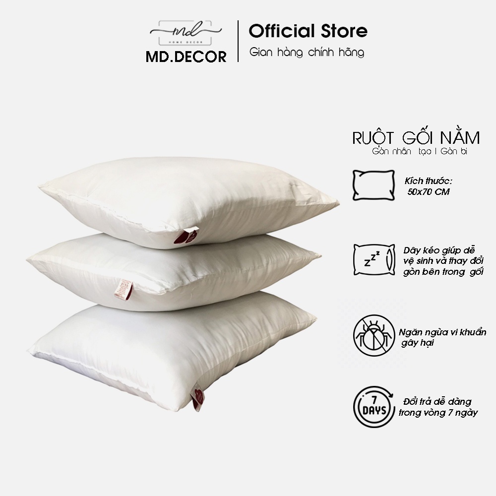 01 Ruột gối nằm MD.Decor - Chăn ga gối N625 bông nhân tạo loại 1kg/ cặp kích thước 50x70cm mỏng nhẹ