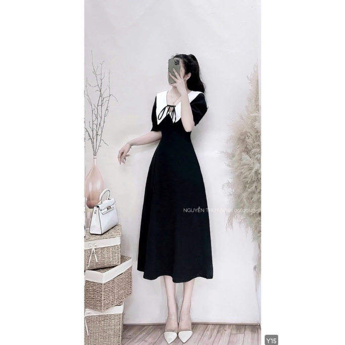 (Free Ship) Đầm Cotton Lạnh Cổ V Phong Cách Lịch Sự UP Valetina Shop