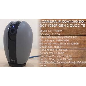 Camera wifi không dây an ninh siêu nhỏ xoay 360 ĐỘ QCT 1080P gen2