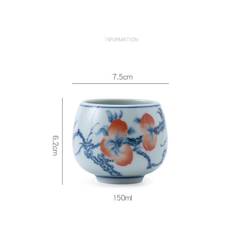 Chén Sứ Cảnh Đức Vẽ Tay 150 ml (Chén Chủ)