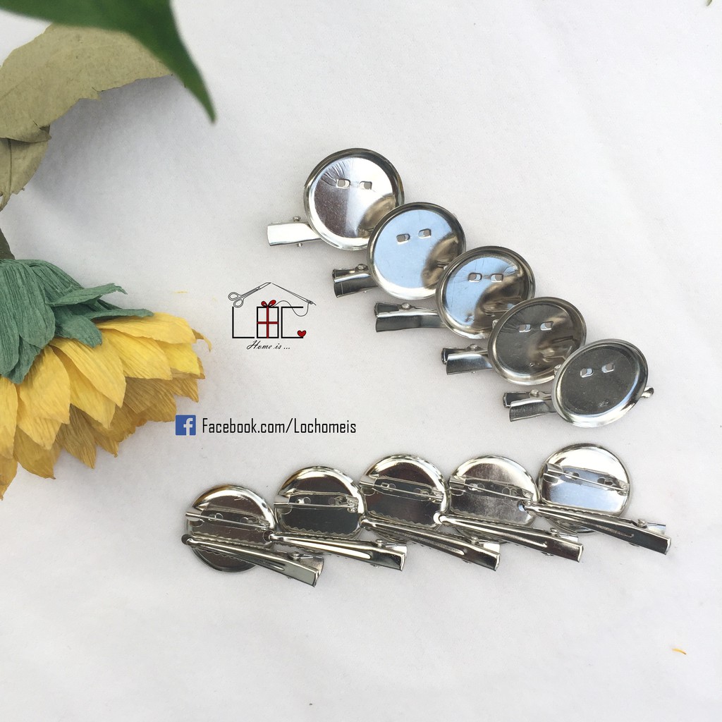 Set 10 Phôi Pin Cài Áo Đế Tròn Có Kẹp DIY Thêu Handmade - LỘC Homeis