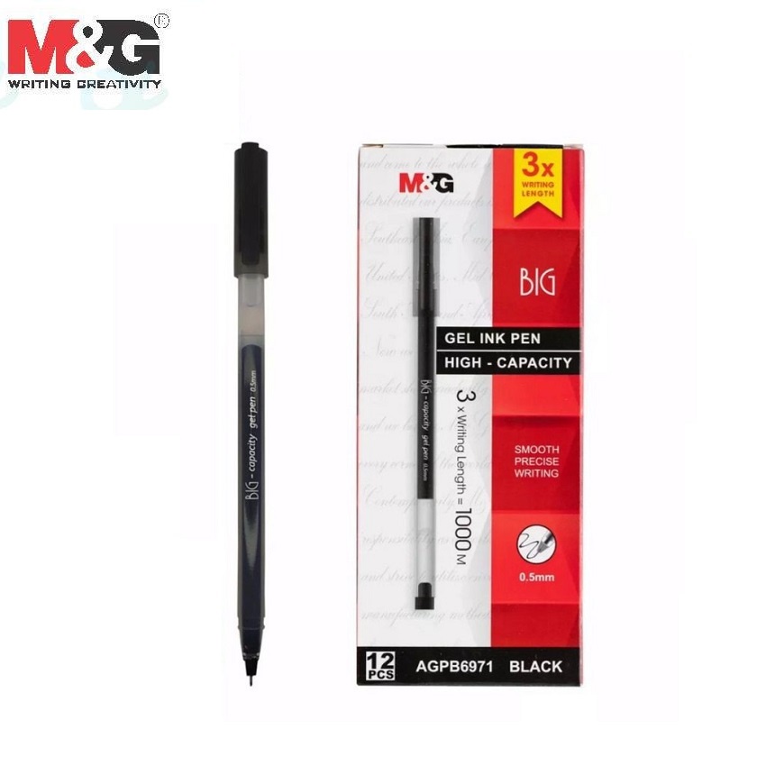 Bút nước liền thân / Bút gel dung lượng mực lớn AGPB6971, độ dài nét viết 1000m