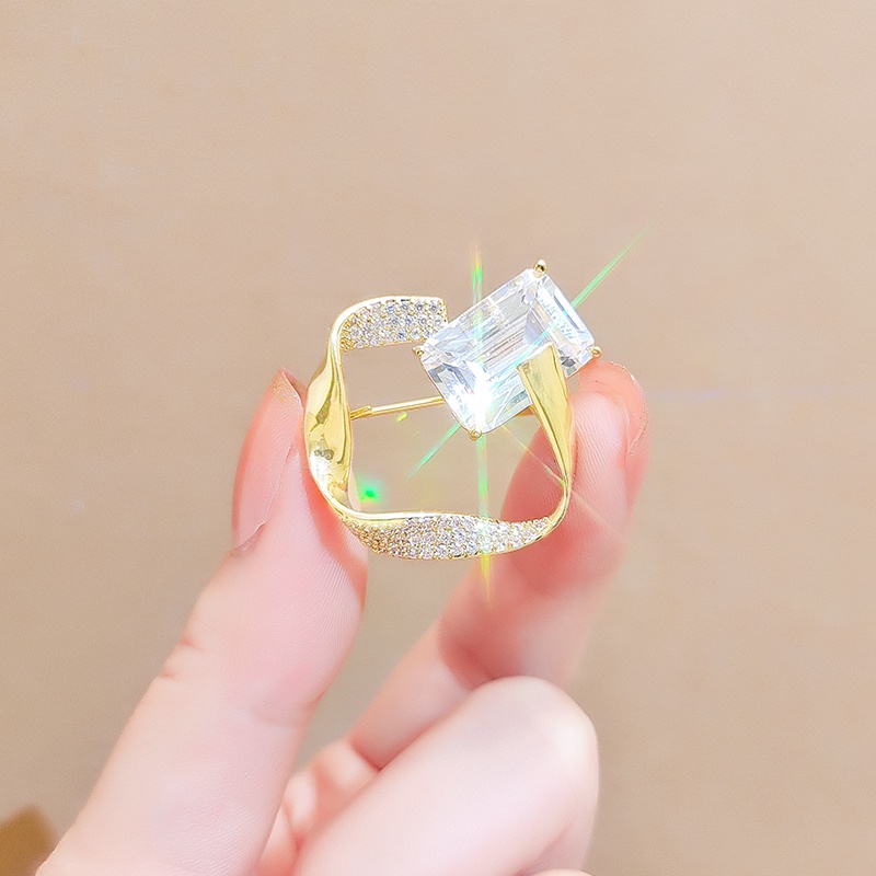 Ghim Cài Áo Đính Đá Zircon Lấp Lánh Thời Trang Hàn Quốc Cho Nữ