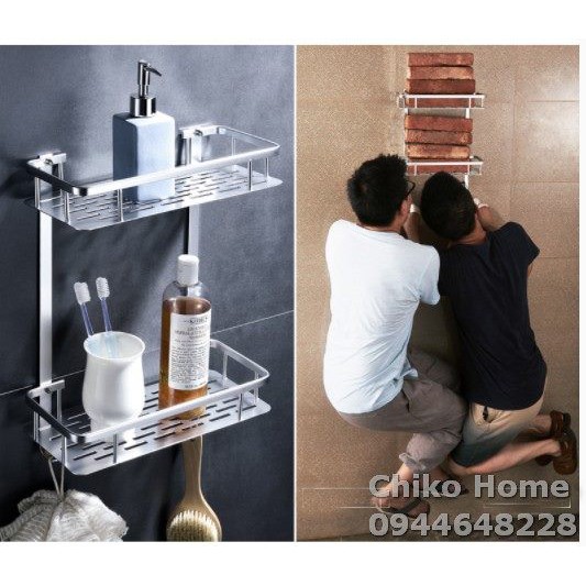 Kệ nhà tắm hai tầng Inox 304 cao cấp tiện dụng