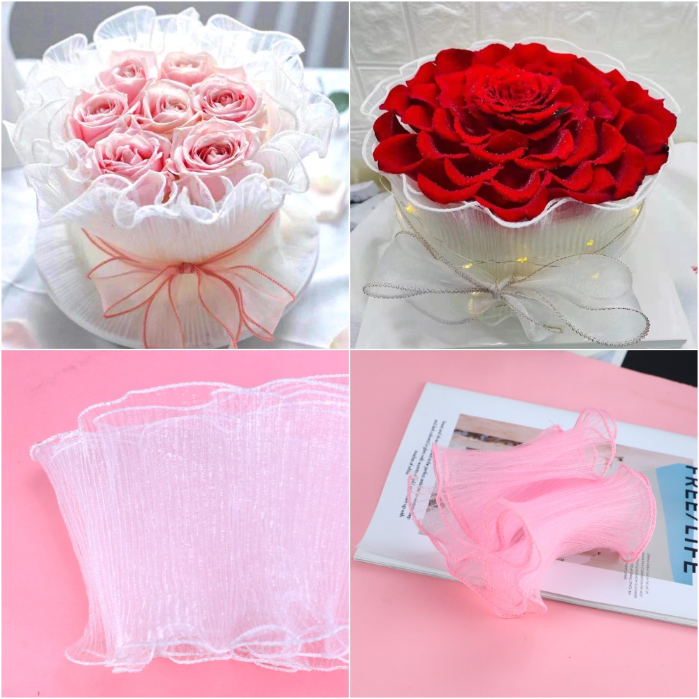 Voan lưới quấn bánh sinh nhật 1.8M *13Cm, cuộn nơ voan quấn thành bánh kem
