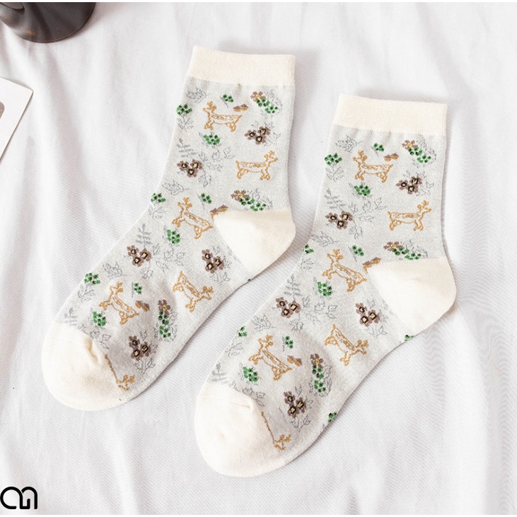 Tất Vớ Cổ Cao Nam Nữ Hoạ Tiết Chú Gấu Và Kẻ Karo Cho Mùa Noel Tết Chất Cotton Dầy Mịn Ấm Áp