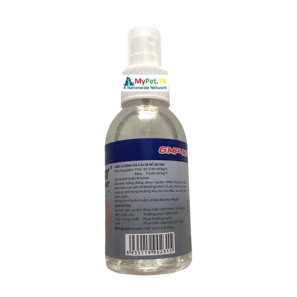 Hantox Spray 100ml - Thuốc Xịt Ve Bọ Chét Chó Mèo