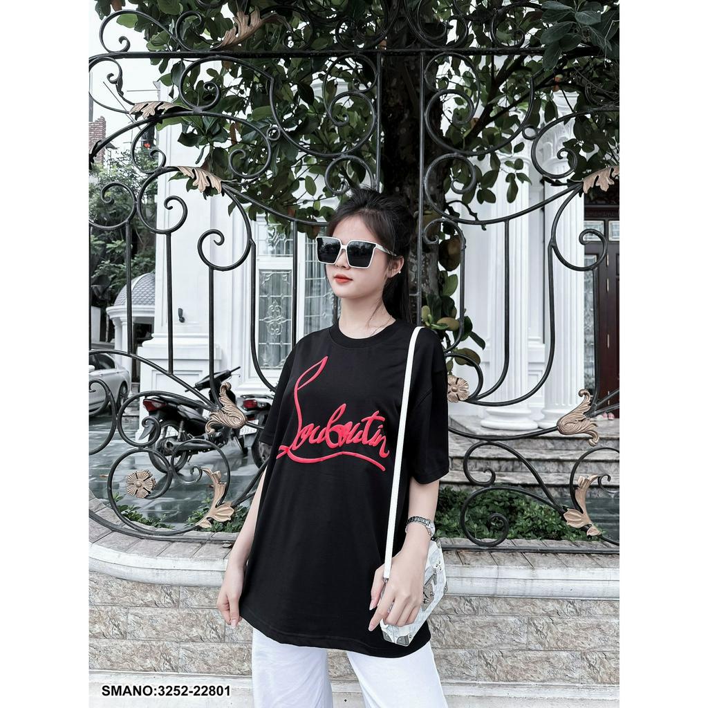 Áo Phông LC Trơn ❤ Áo Thun Tay Lỡ Logo In Chìm Chất Cotton Dày Dặn