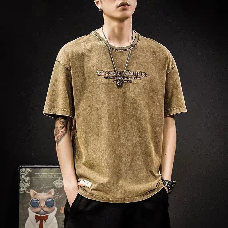 Áo Thun Cotton Tay Ngắn Cổ Tròn Dáng Rộng Thiết Kế Trẻ Trung Hợp Thời Trang Cho Nam