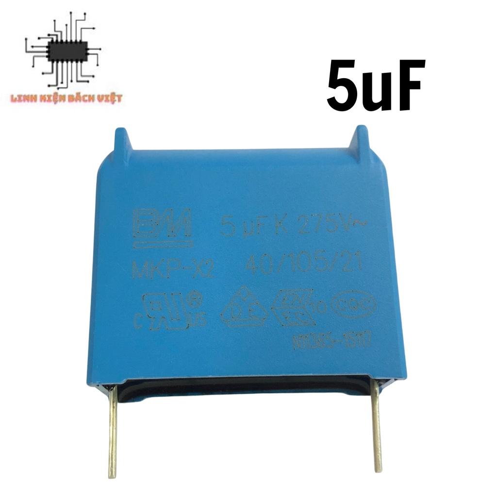 Tụ bếp từ 5uF cảm ứng đứng MKP-X2 275VAC-400VDC chính hãng BM.