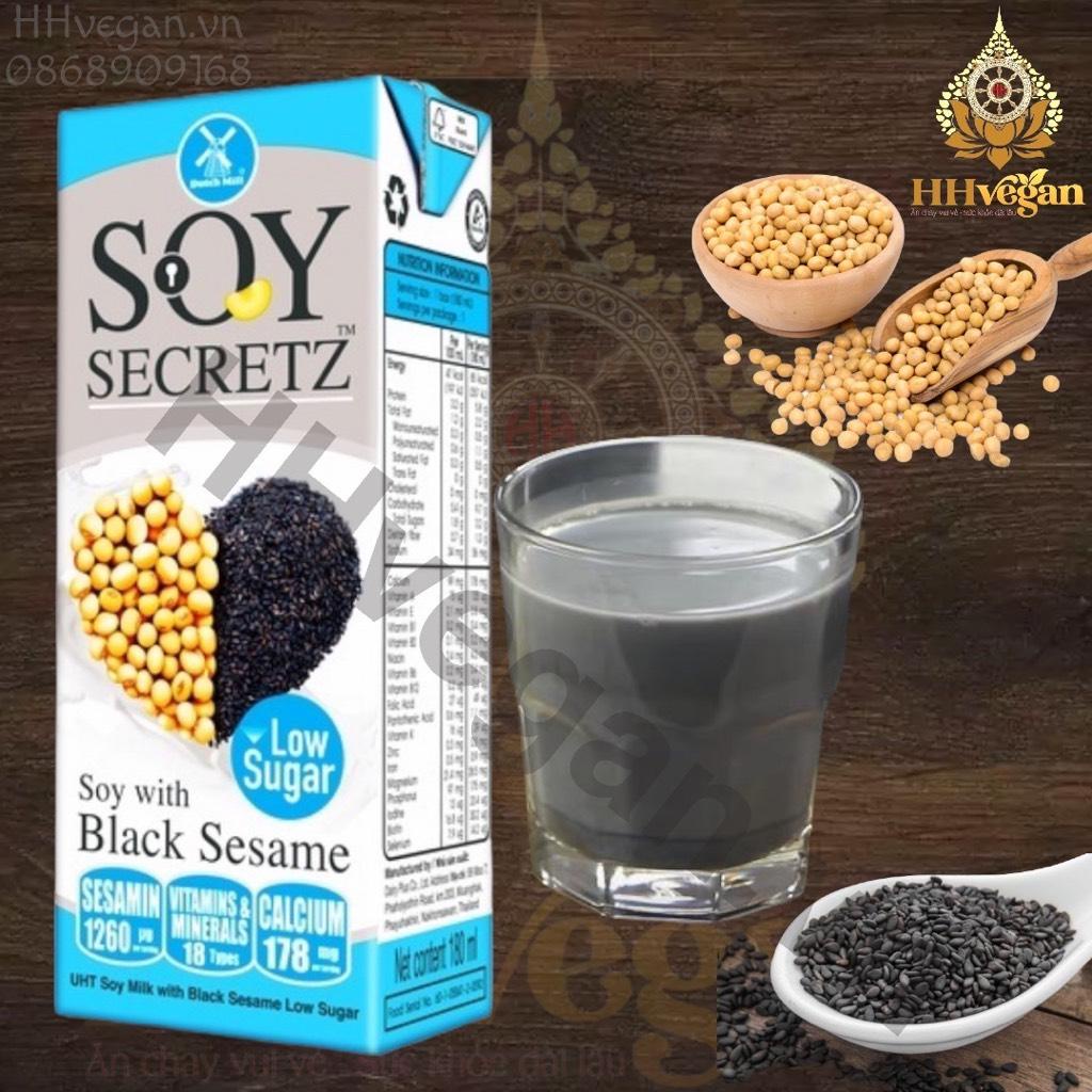 Sữa đậu nành mè đen ( sữa ít đường ) Soy Secretz - 1 hộp 180ml - Sữa giảm cân bổ sung vitamin và protein thực vật