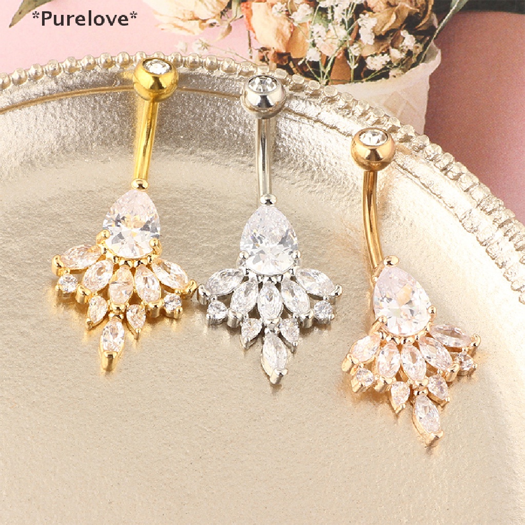 [Purelove] Khuyên Rốn Bằng Thép Không Gỉ Đính Đá Zircon Tinh Tế Cho Nữ