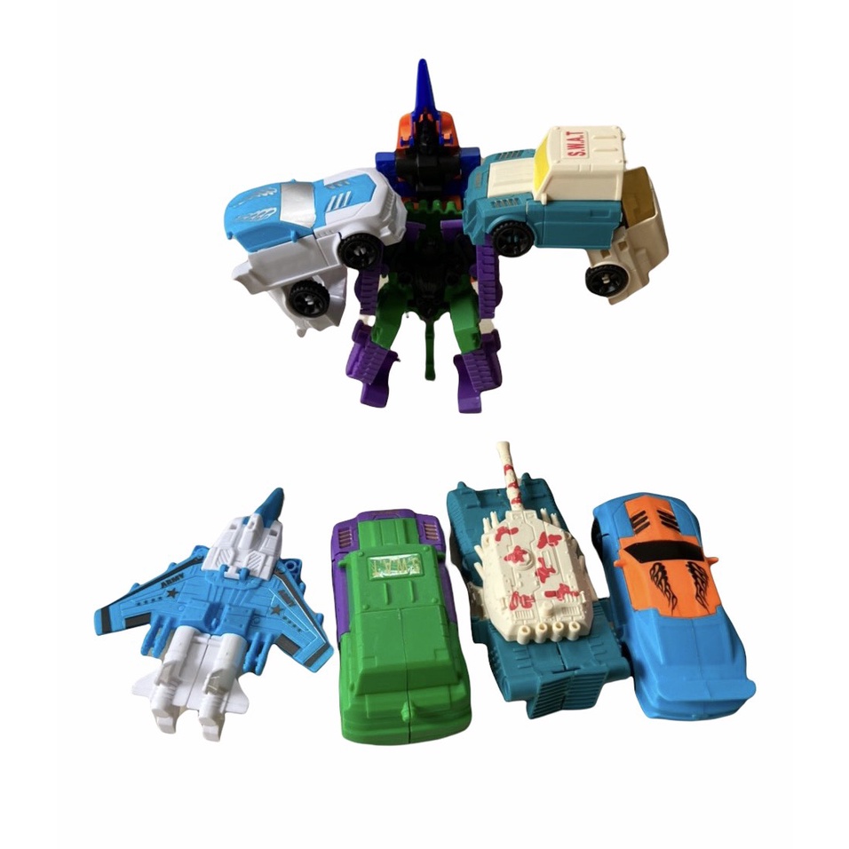 Bộ đồ chơi lắp ráp 4 phương tiện giao thông xe biến hình siêu nhân - đồ chơi giáo dục