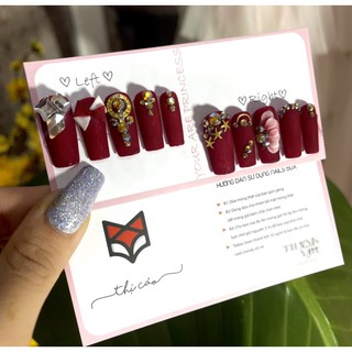 Móng úp giả đỏ nhám
