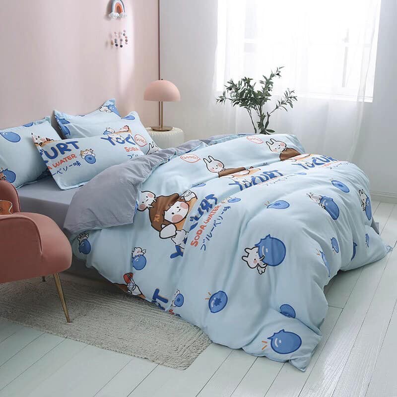 [ GIÁ HỦY DIỆT ] SET VỎ CHĂN - GA - GỐI COTTON PHA - BÉ SỮA CHUA