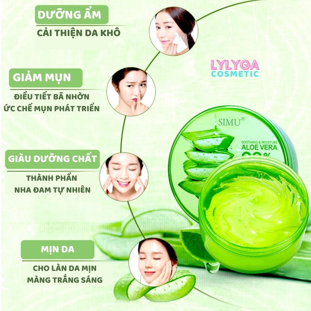 Gel Nha Đam dưỡng ẩm 98% SIMU MMEI'R 300ml - Gel Lô Hội nội địa Trung dưỡng da, cấp ẩm cho da mặt