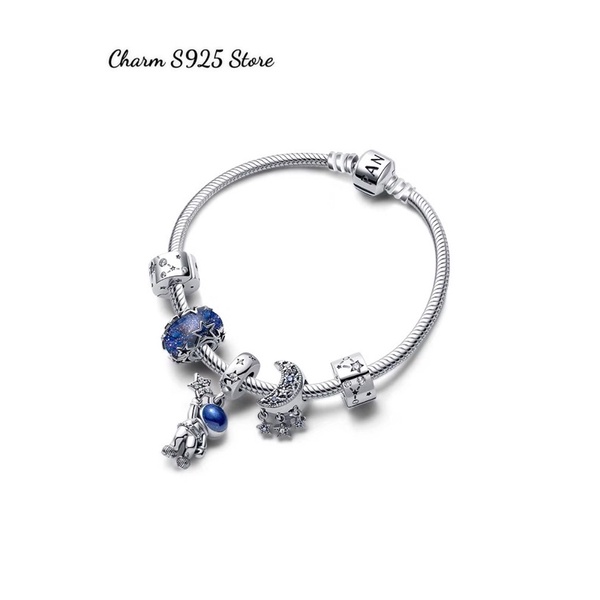 COMBO BỘ VÒNG TAY PAN.DO.RA ALE MIX 5 HẠT CHARM BẦU TRỜI TRĂNG SAO BẠC S925 HÀNG CAO CẤP