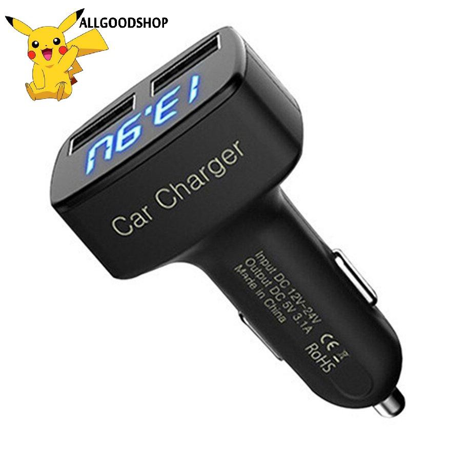 111all} 4 In 1 Dual USB Car Charger Adapter With Voltage Current Temperature Tester