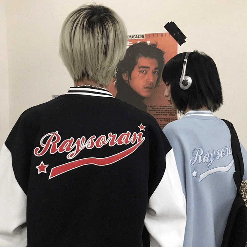 ÁO KHOÁC BOMBER NAM NỮ HỌA TIẾT CHỮ R PHONG CÁCH RAYSORAN ĐẸP TINH TẾ  VALENTINA SHOP