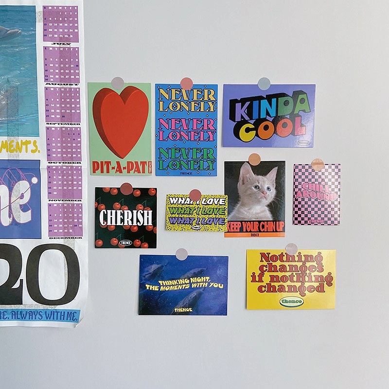 Set 9 Postcard Hình Mèo và Chữ