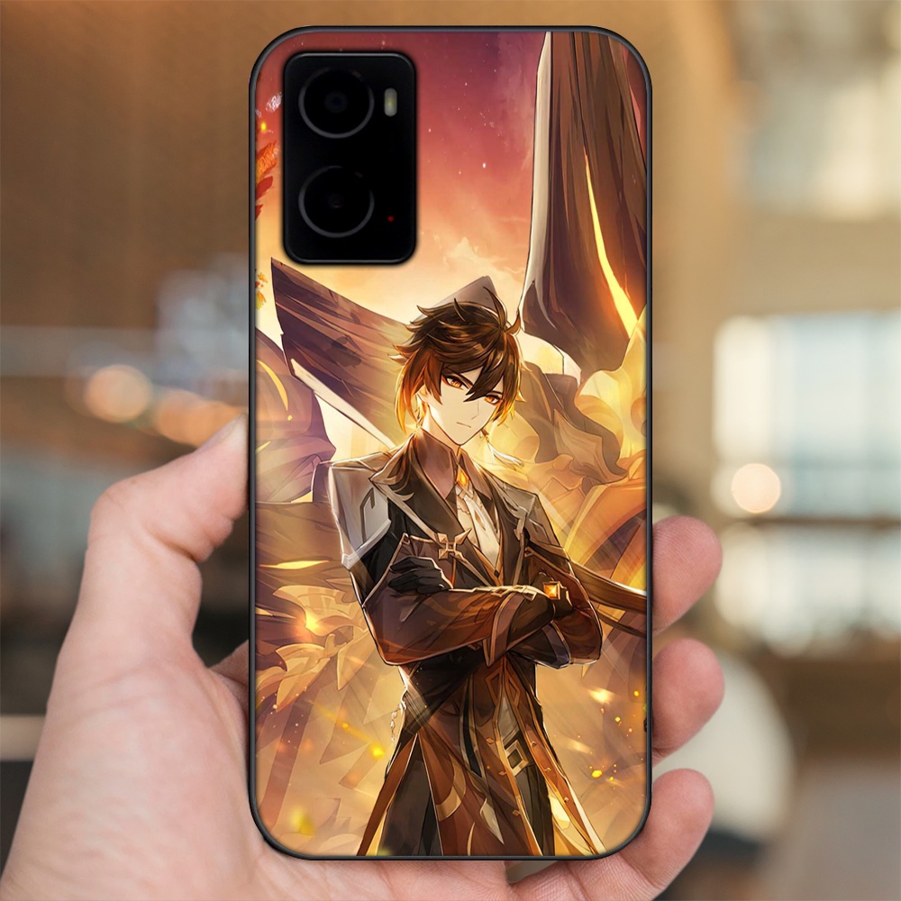 Ốp lưng Oppo A76 viền đen in hình Zhongli Genshin Impact