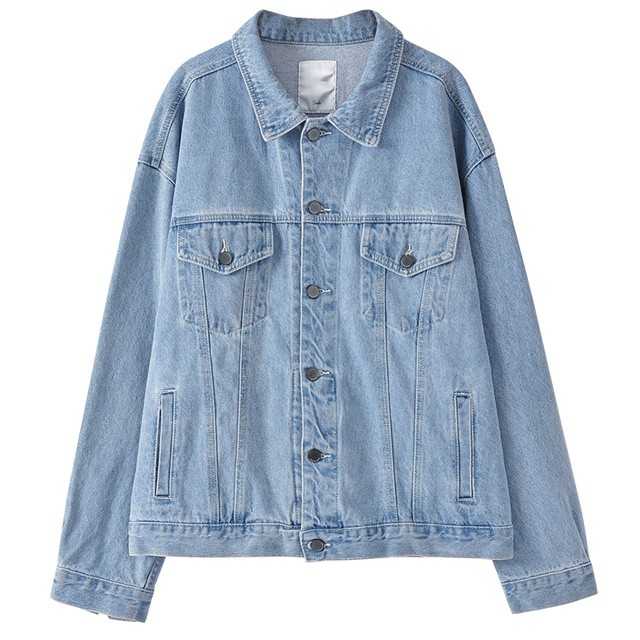 { 6 Túi  } Áo KHOÁC JEAN Khoác Bò Nam Nữ Trơn Cổ bẻ Hàn Quốc màu Xanh, Đen đơn giản  [hình Thật] Cao cấp