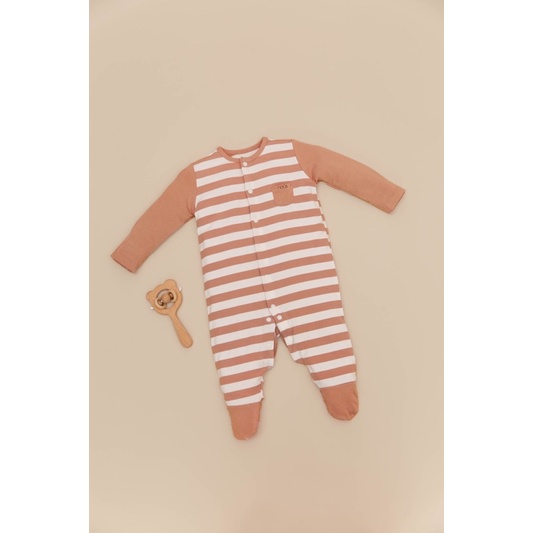 Bộ body sơ sinh có tất chân nous boDysuit kẻ hồng newborn