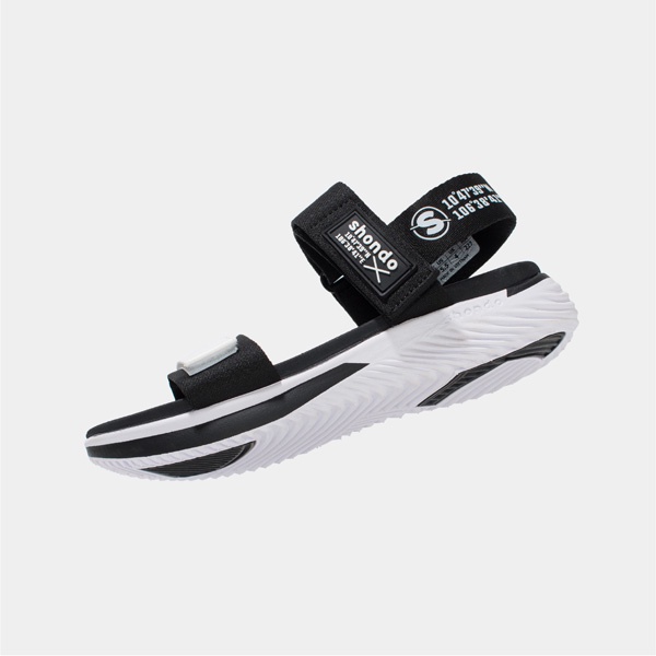 SHONDO | Sandals F7 Continew đế trắng phối quai đen trắng F7N0210