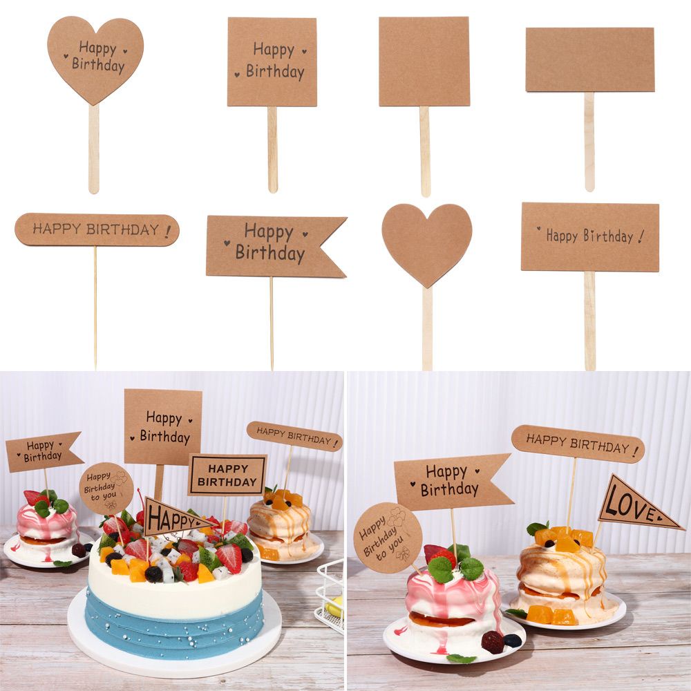 Set 6 Thẻ Giấy Trang Trí Bánh Kem Sinh Nhật DIY