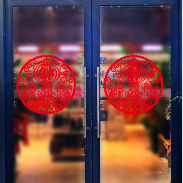 Decal trang trí Tết - Vòng Tròn lớn đỏ ( KÈM VIDEO + ẢNH THẬT )