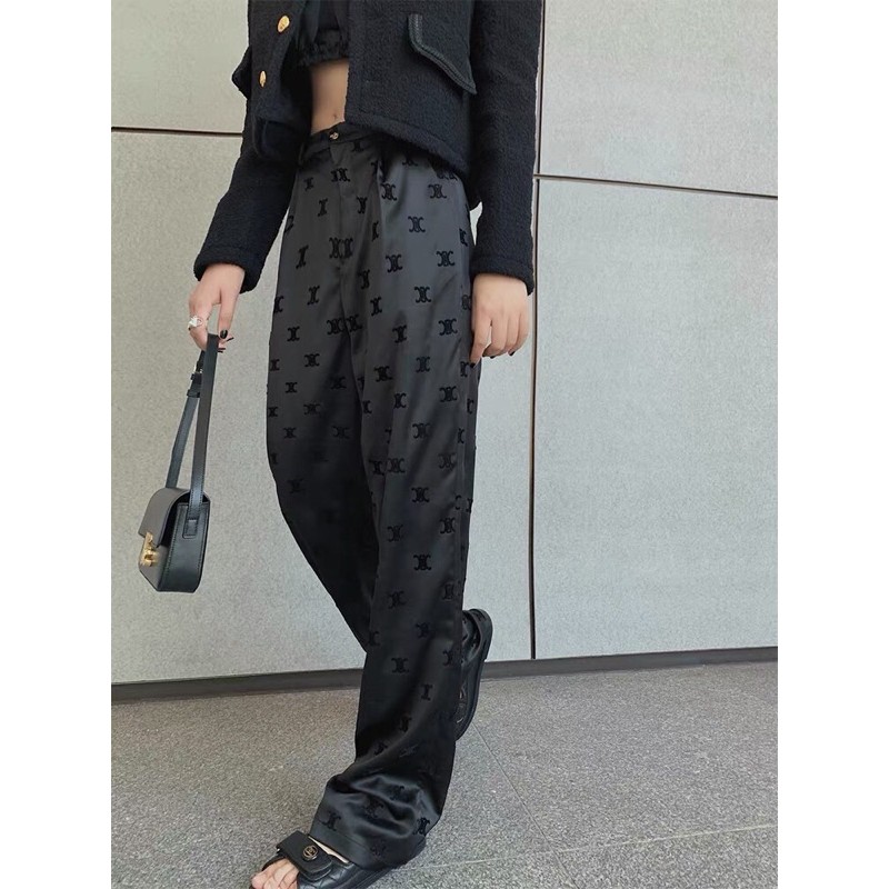 Quần ống rộng Chanel CN hàng cao cấp in full logo siêu sang chảnh