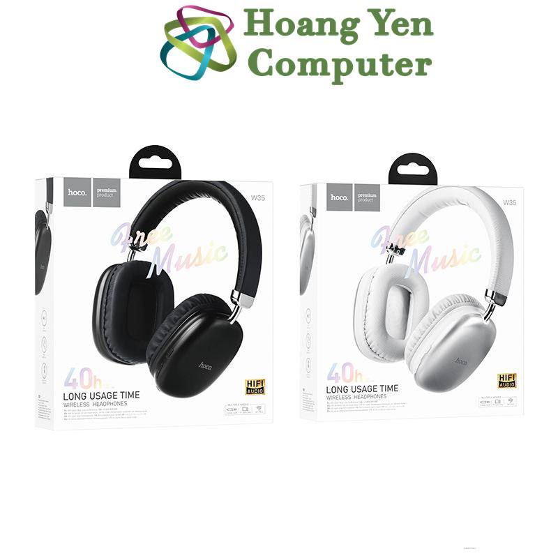 Tai Nghe Chụp Tai Hoco W35 - Pin Siêu Trâu 40h, Bluetooth V5.3, Kiểu Dáng Sang Trọng - BH 1 Năm - Hoangyencomputer