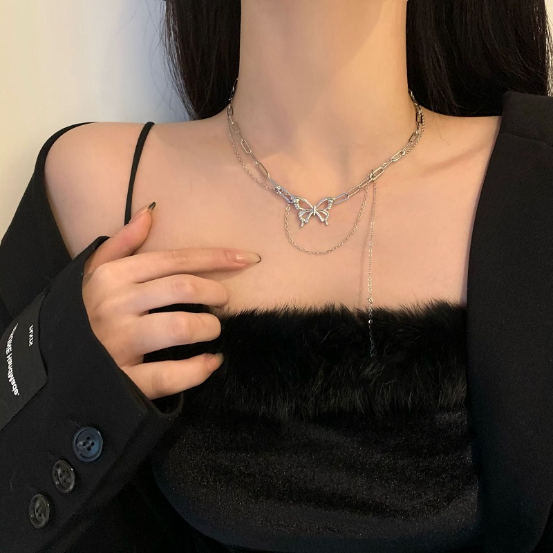 Dây Chuyền Sợi Xích Dài Mặt Hình Bướm Phong Cách Harajuku 19998