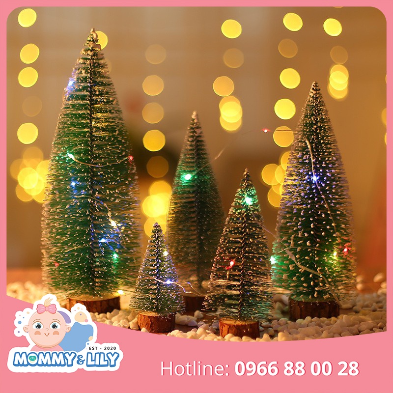 Cây thông mini để bàn trang trí kèm đèn led Giáng sinh Noel(Set 5)