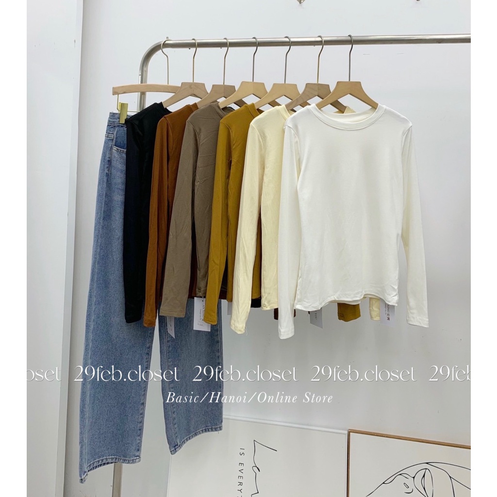 Áo thun zip cổ tròn dài tay co giãn - 29feb.closet - A128