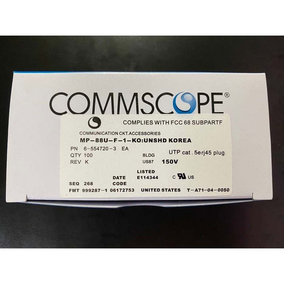 Hạt Mạng Cao Cấp RJ45 CAT6 COMMSCOPE-Sản phẩm chính hãng COMMSCOPE giành cho các Thiết Bị Mạng , Bộ Phát Wifi