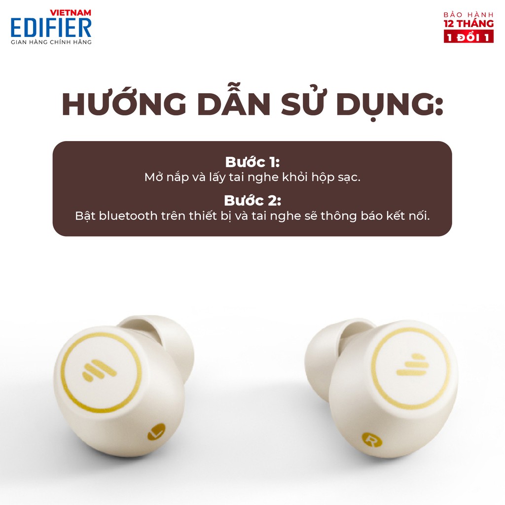 Tai nghe Bluetooth 5.2 EDIFIER TWS1 PRO - Thời gian phát 42h - Chống nước IP65 Hàng chính hãng Bảo hành 12 tháng
