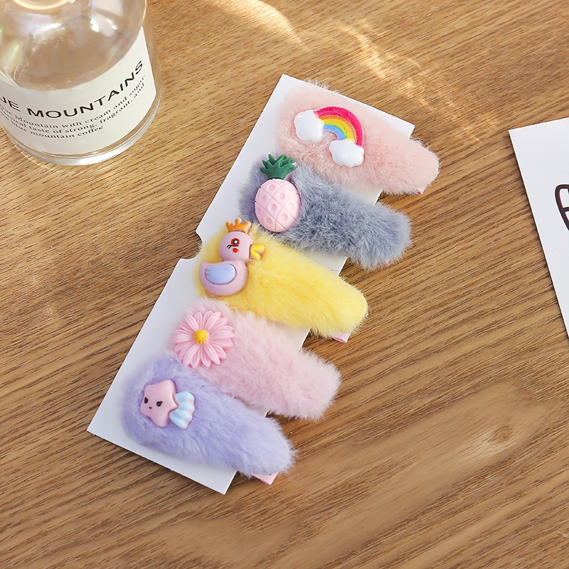 Set 5 Kẹp tóc LÔNG đính nơ đáng yêu cho bé - Nhiều mẫu