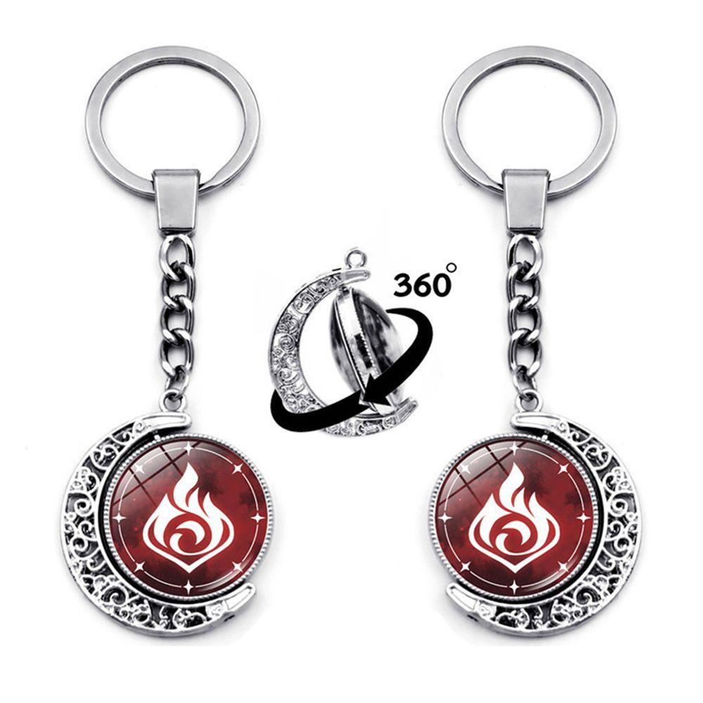 QINJUE Charms Genshin Impact Eye of God Bag Pendant Anime Keychain Bag Accessories 360 Degrees Rotated Fashion Ornaments Element Vision Luminous