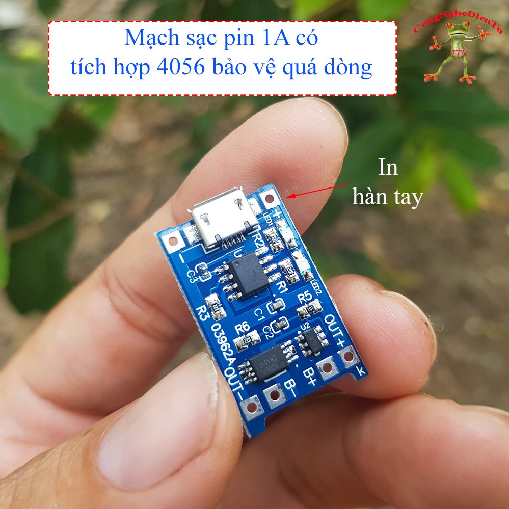 Mạch Sạc 1s Pin 18650 Li-Ion 3.7v có bảo vệ