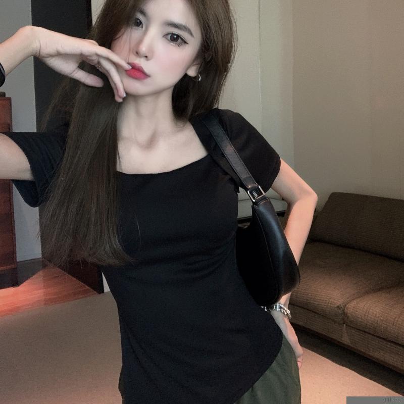 Áo thun lửng tay ngắn màu sắc trẻ trung thời trang cho nữ