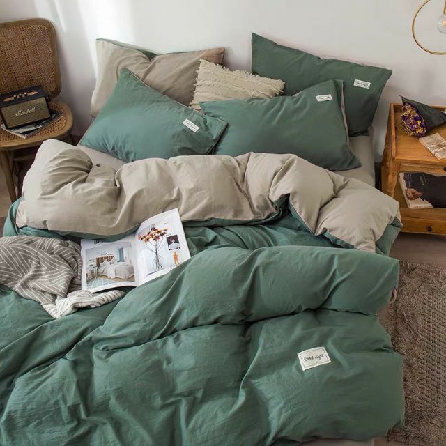 Bộ Chăn Ga Gối Cotton Tici Bộ Đội Phối Be