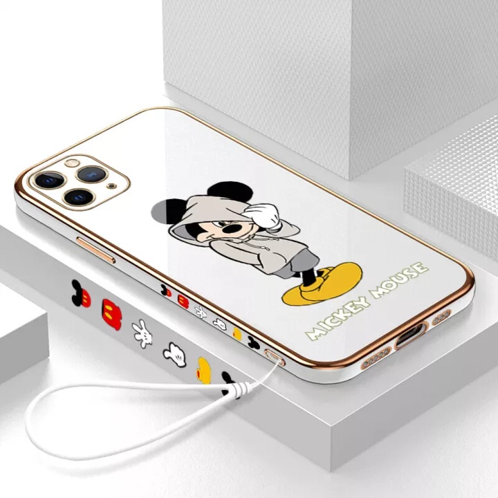Ốp điện thoại QIANZI mềm kiểu chuột Mickey thích hợp cho iPhone 11 pro max 12 pro max i12 pro i11 pro se3 2022 12mini