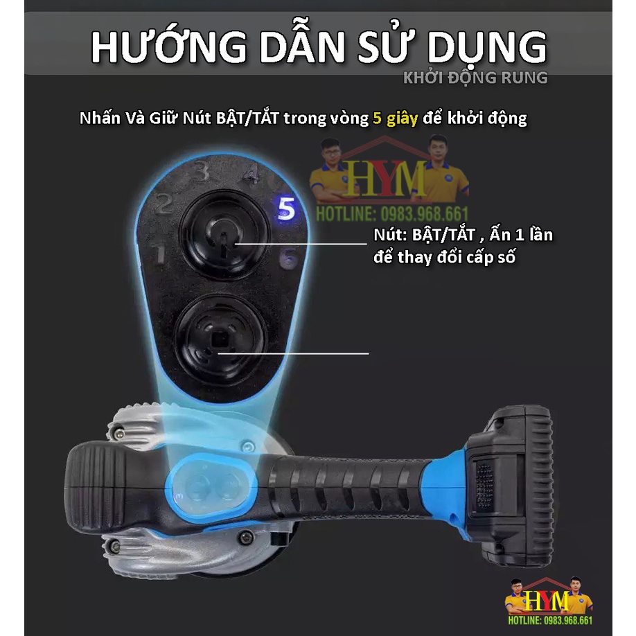 MÁY RUNG KIÊM HÍT GẠCH DK-2000 | 6 Cấp Độ Rung | Hít Gạch Lên Tới 80kg | Đầy Đủ 2 Pin 10000mA 16.8V Siêu Bền