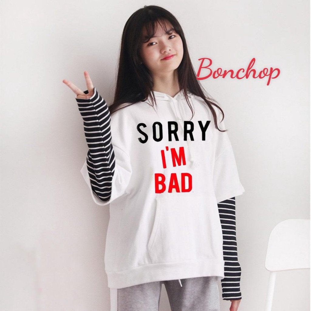Áo dài tay bé gái có mũ phối sọc tay 2 màu thời trang hàn quốc hiphop, hoodie phối sọc line tay - trang 25 Kids -k187