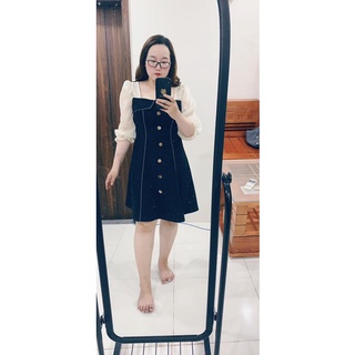 BIGSIZE Váy trần chỉ phối tay lụa ánh trai