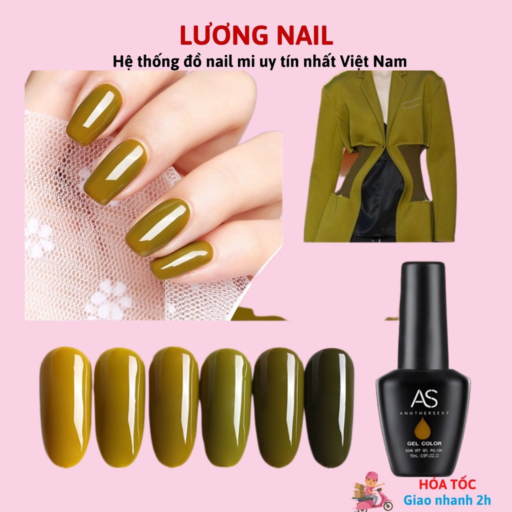 Sơn gel AS sơn móng tay tone màu xanh lúa xanh cỏ úa mã QF