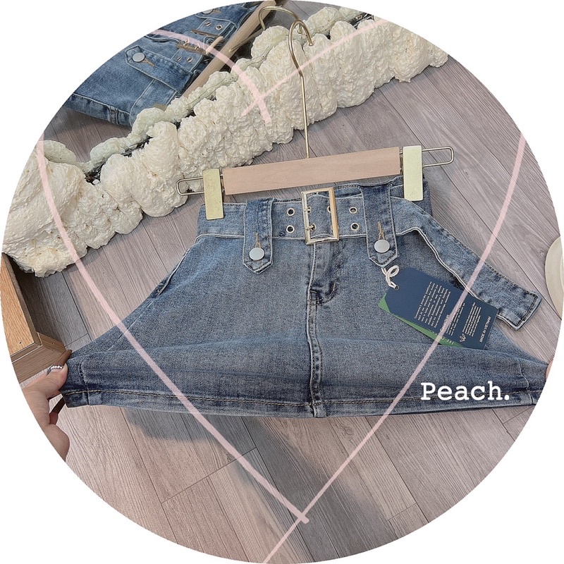 CHÂN VÁY JEANS CO DÃN KÈM ĐAI