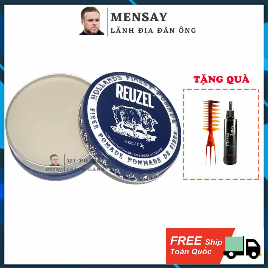 Sáp vuốt tóc Reuzel Fiber Pomade, Pomade Reuzel heo xanh dương 113g