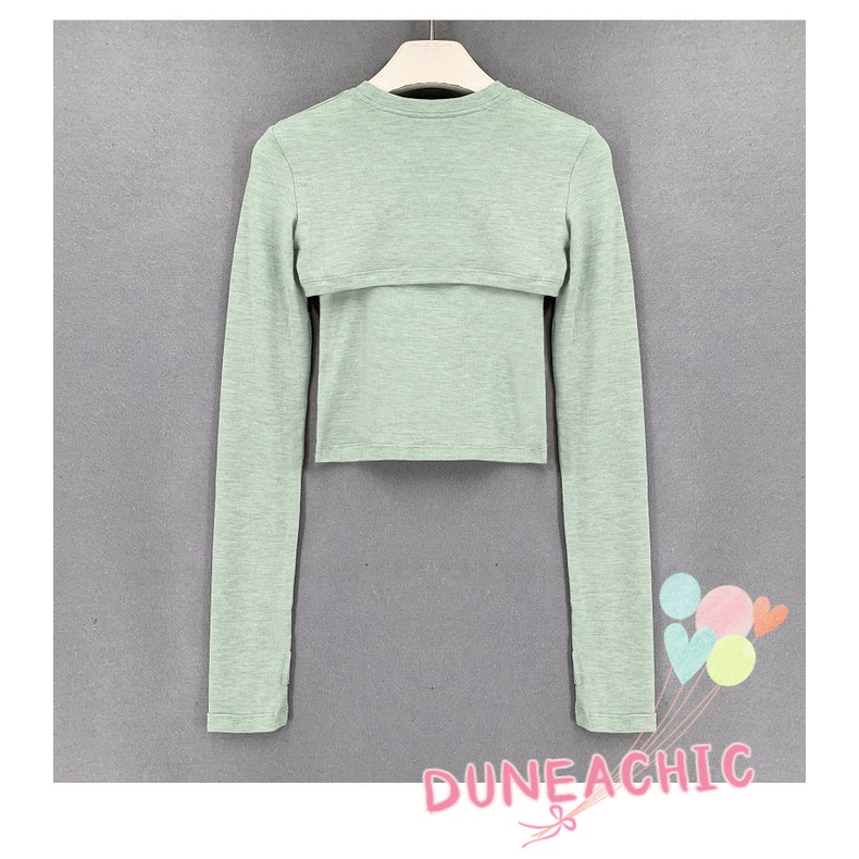 DUNEA Set Áo Thun + Áo Thun Dáng Ngắn Vạt Chéo Quyến Rũ Trẻ Trung Cho Bạn Gái